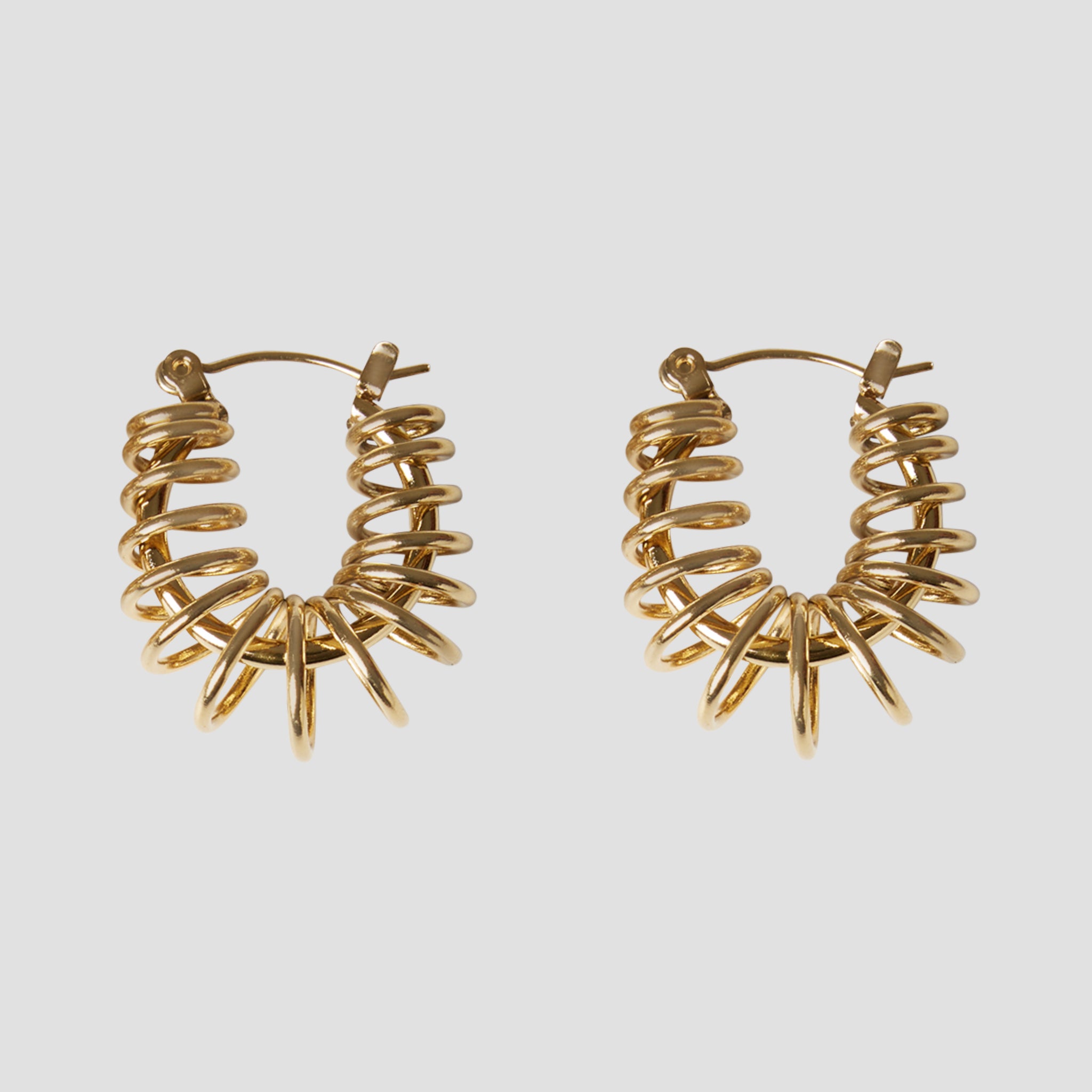 GRISÉ NYC gold barbed wire hoop earrings in 18K gold plated stainless steel