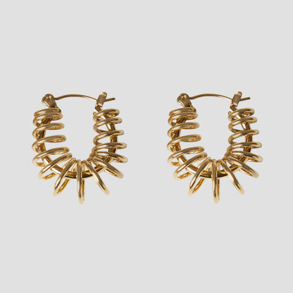 GRISÉ NYC gold barbed wire hoop earrings in 18K gold plated stainless steel