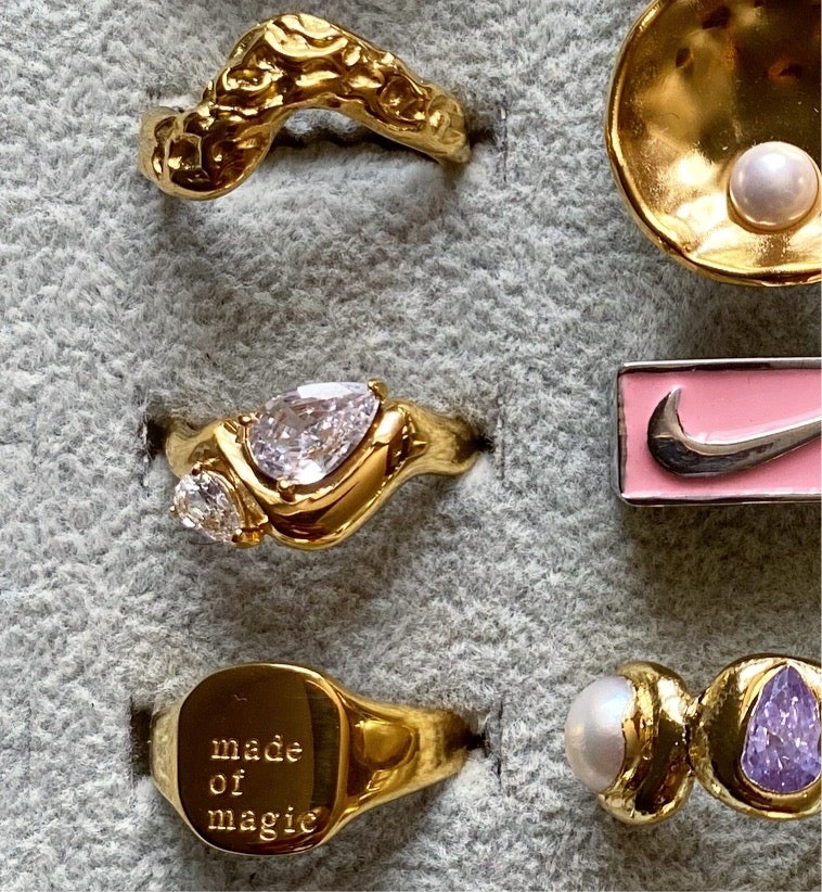 Twin Diamond Cut 18k Gold Ring - GRISÉ NYC 4