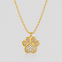 GRISÉ NYC Lucky Paw Crystal Necklace in 18k gold plated stainless steel with sparkling crystal rhinestone paw pendant on light gray background