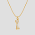 GRISÉ NYC Mini Lucky Bone Crystal Necklace in 18k gold plated stainless steel with sparkling crystal bone charm on light gray background