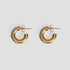 Mini midi pearl hoop earrings in 18k gold plated stainless steel with simulated pearls by GRISÉ NYC.