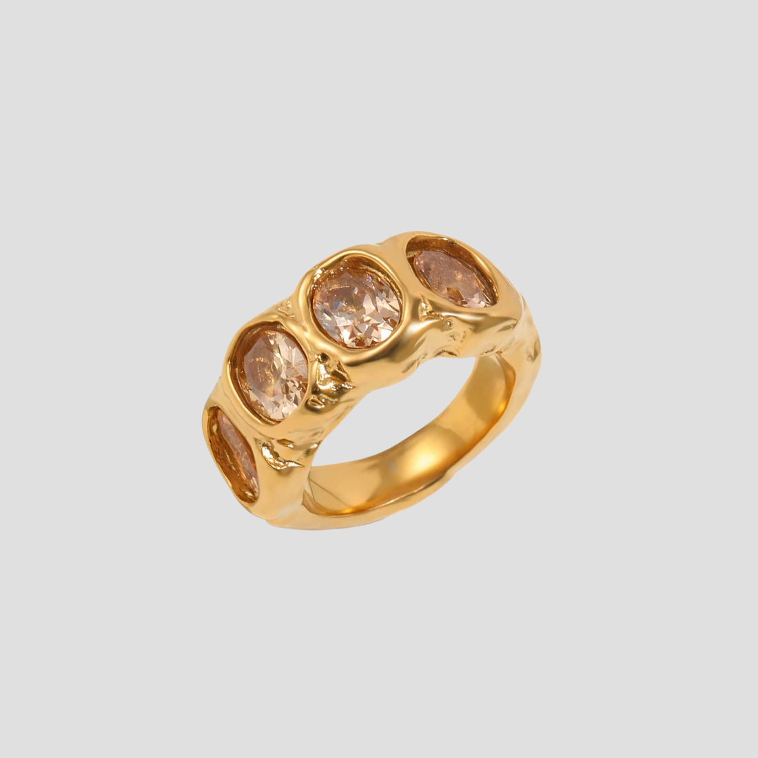 Molten Crown Gems Ring - 18k Gold Plated