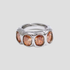 GRISÉ NYC Molten Crown Gems Ring in silver stainless steel with champagne gemstones on gray background