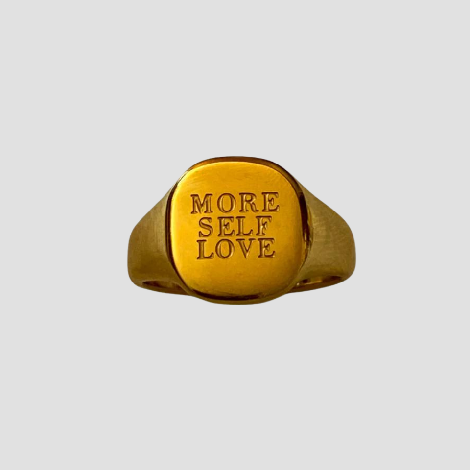 MORE SELF LOVE gold signet ring by GRISÉ NYC