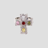 GRISÉ NYC silver multicolor gemstone cross adjustable ring in stainless steel