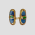 GRISÉ NYC Mundo Azul Baroque Double Pill Ring in gold with blue stones, bold unisex statement jewelry.