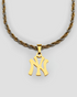 GRISÉ NYC NY Yankees pendant necklace in 18k gold plated stainless steel on 2 tone rope chain.
