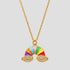 GRISÉ NYC Rainbow Cloud Pendant Necklace in 18K gold plated stainless steel with colorful enamel rainbow, pavé CZ cloud details, and waterproof tarnish-resistant finish.