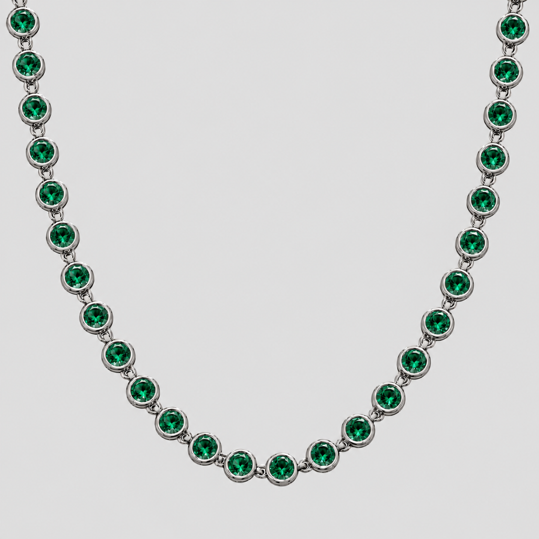 GRISÉ NYC Royal Bezel Gemstone Necklace in emerald green.