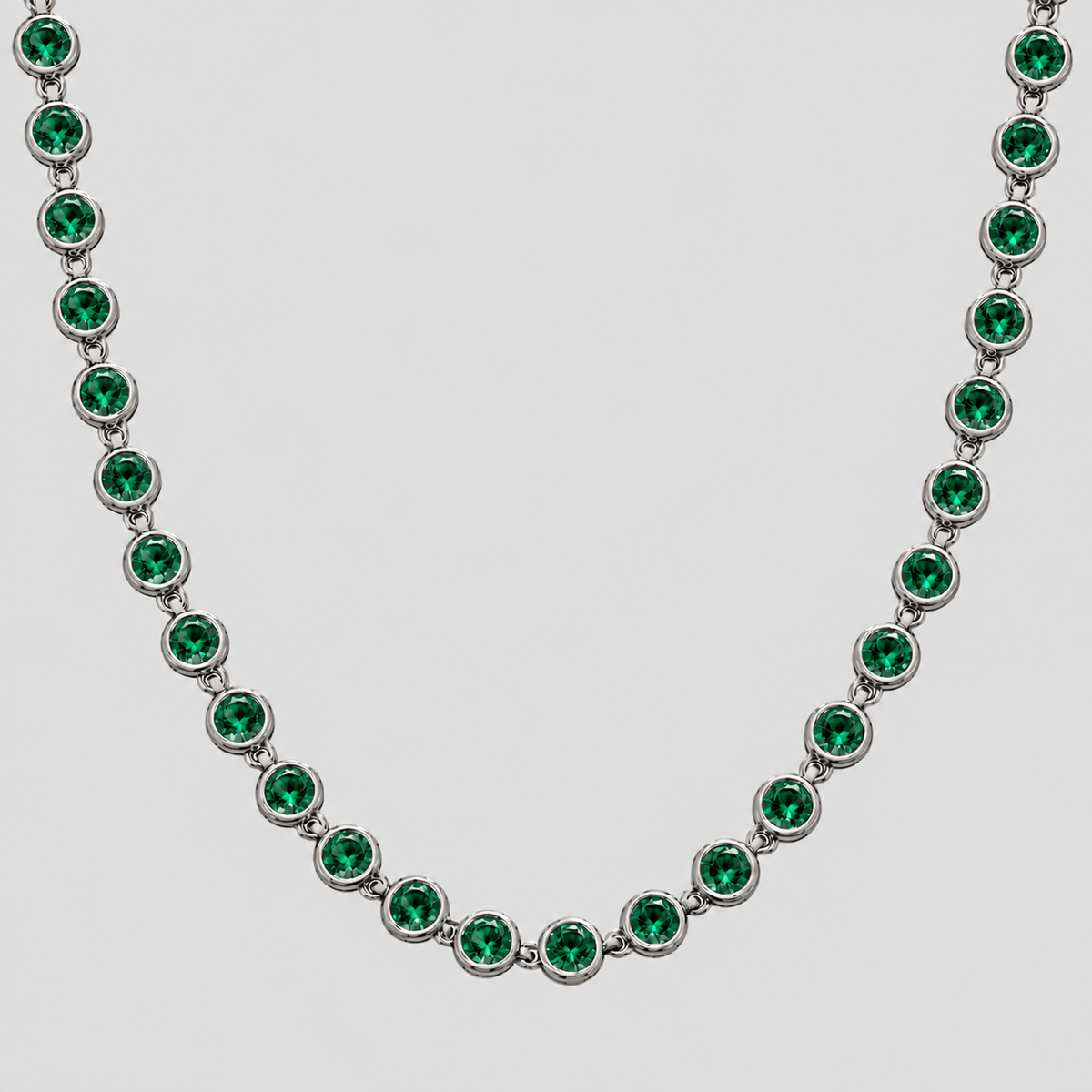 GRISÉ NYC Royal Bezel Gemstone Necklace in emerald green.