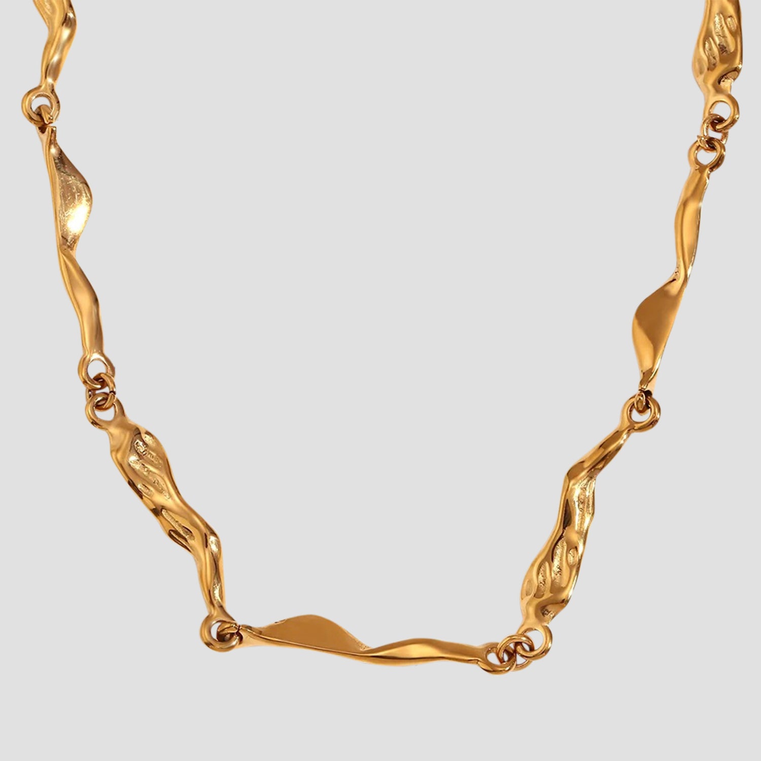 GRISÉ NYC rugged textured 18k gold plated necklace sculptural chain design