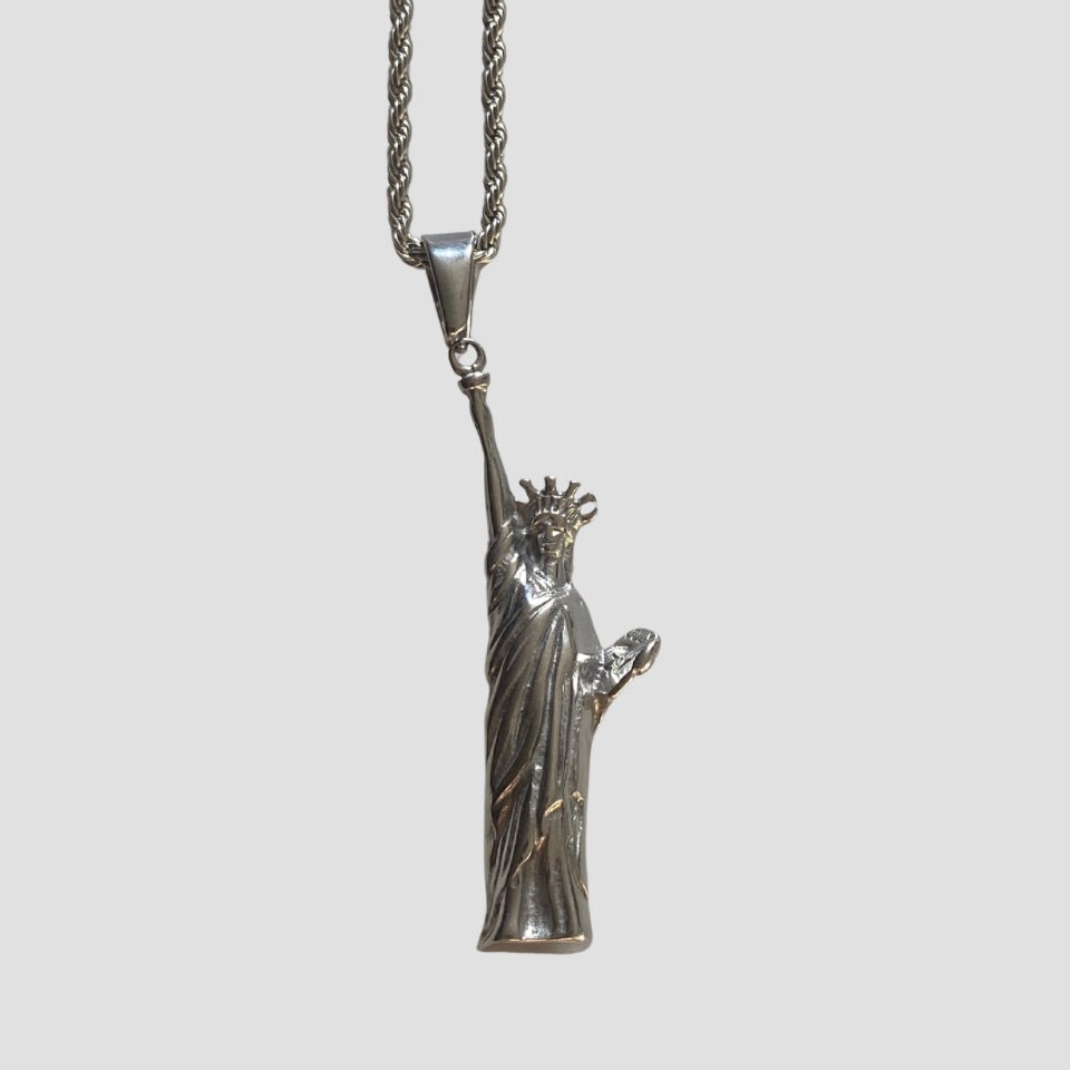 Statue of Liberty stainless steel necklace product photo silver pendant by GRISÉ NYC
