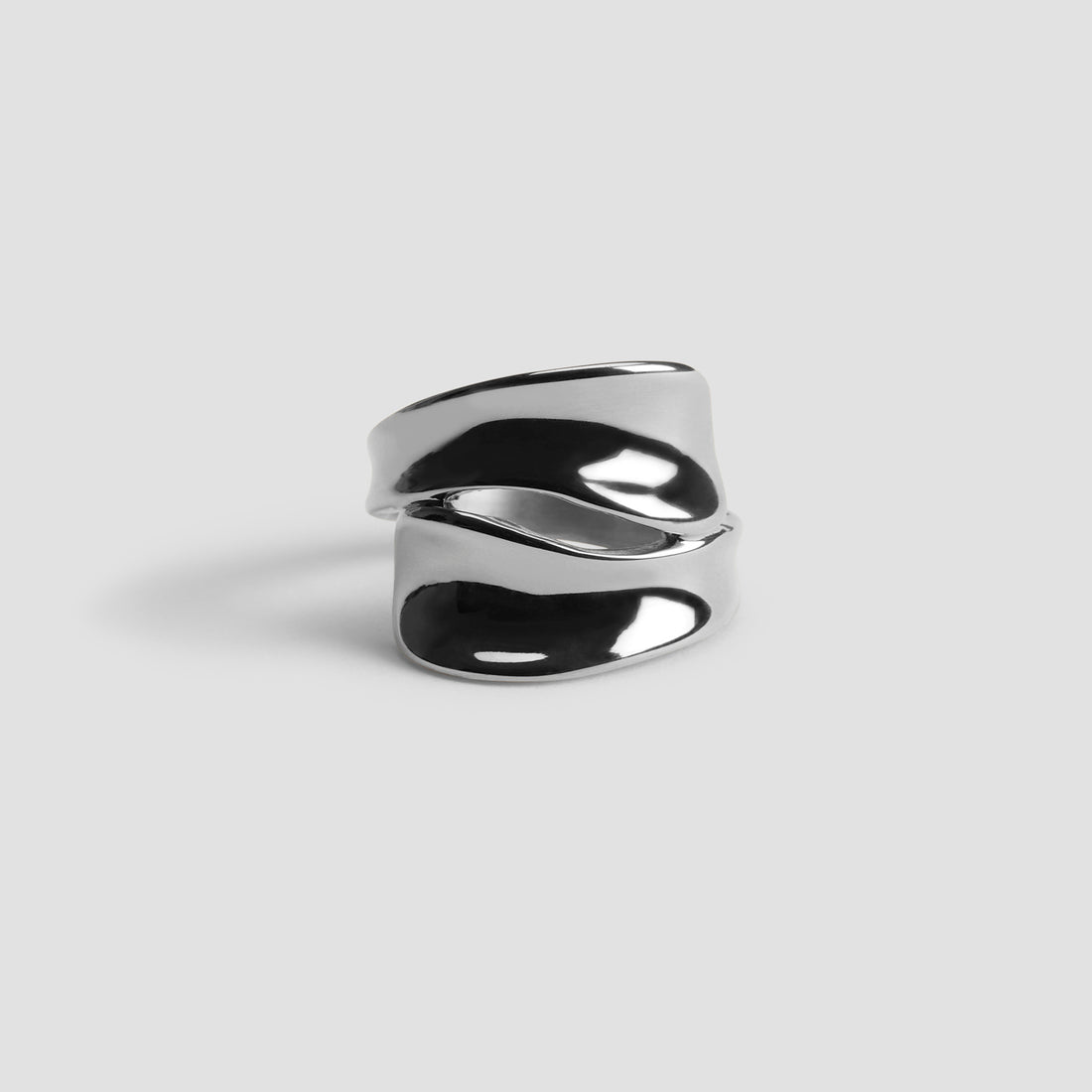 GRISÉ NYC Wrap Stainless Steel Ring silver sculptural statement ring waterproof tarnish free hypoallergenic modern unisex jewelry.