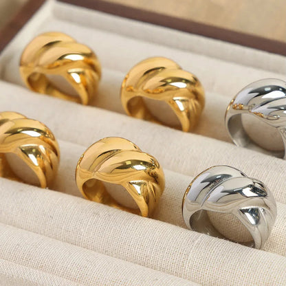 GRISÉ NYC XL Bubble Stainless Steel Ring shown in gold and silver variations