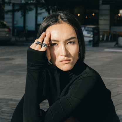GRISÉ NYC XL Bubble Stainless Steel Ring styled for bold everyday streetwear fashion