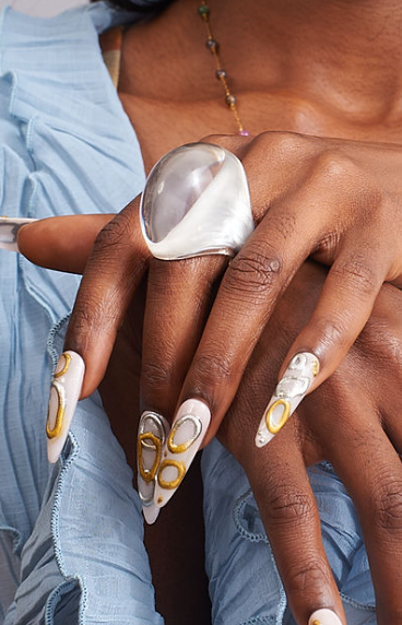 XL Cloud Resin Ring styled on hand