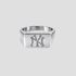 GRISÉ NYC Yankees signet ring in stainless steel silver with engraved NY logo front view.