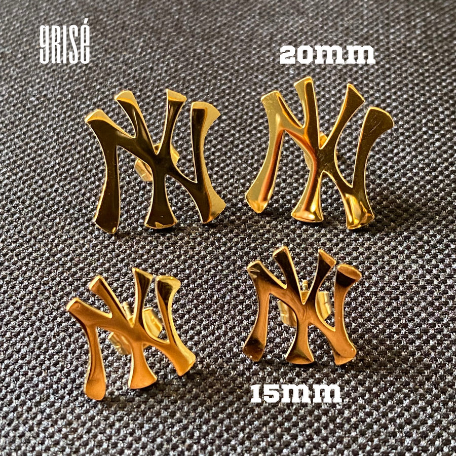 New York NY Logo Yankees 18k Gold Plated Stud Earrings