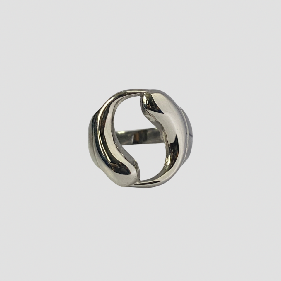 Ying yang stainless steel statement ring silver tarnish resistant by GRISÉ NYC.