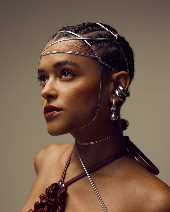Jordan Alexander wearing GRISÉ NYC chunky ear cuffs for Schön! Magazine