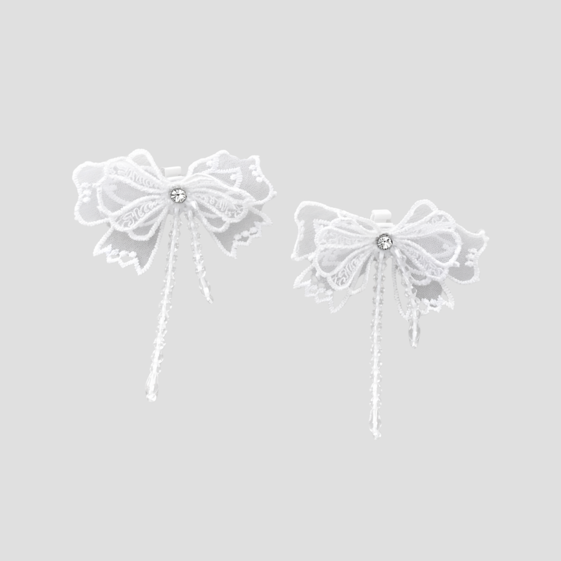 Luxury white bow sneaker accessories with crystal details GRISÉ NYC.