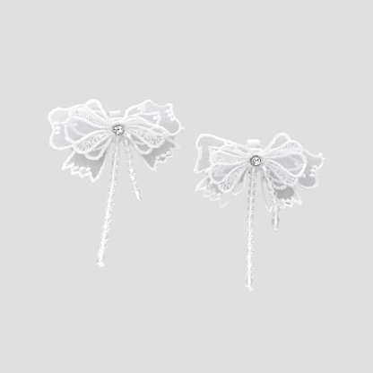 Luxury white bow sneaker accessories with crystal details GRISÉ NYC.