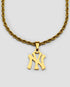 New York Yankees 18k gold rope chain necklace with NY pendant in gold plated stainless steel by GRISÉ NYC.