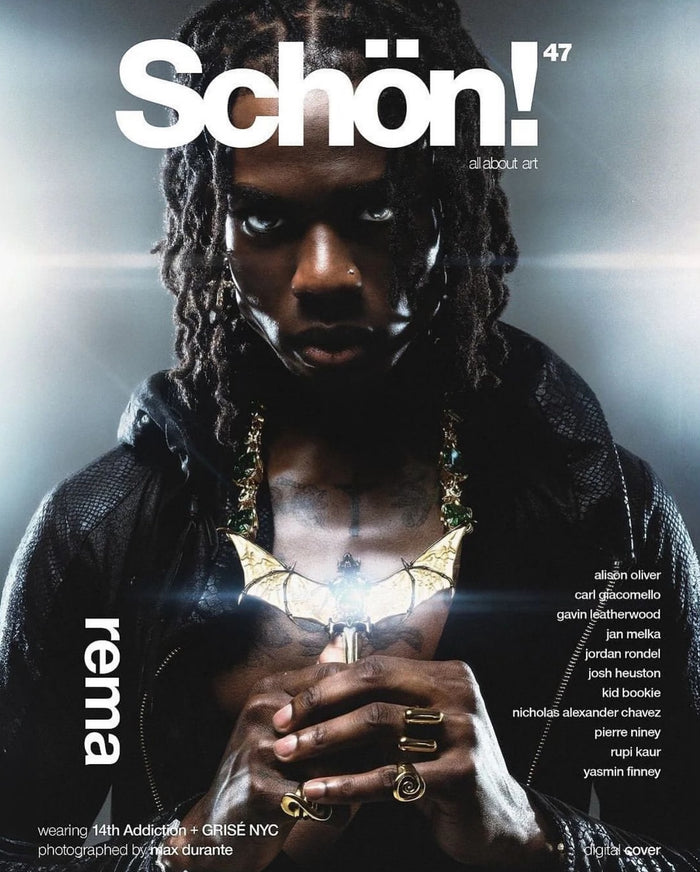 Rema on the Schön! Magazine cover wearing GRISÉ NYC rings