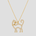 GRISÉ NYC 18k gold plated rhinestone kitty cat necklace with crystal detailing on a delicate gold chain against a light grey background