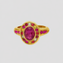 Rosalia gemstone 18k gold stainless steel ring featuring oval pink gemstone and crystal accents, tarnish resistant statement ring by GRISÉ NYC.