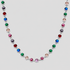 Royal Multicolor Gemstone Necklace 2.0 in silver stainless steel with vibrant multicolor cubic zirconia stones.