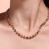 Close up front view of Royal multicolor gemstone necklace in 18k gold plated stainless steel