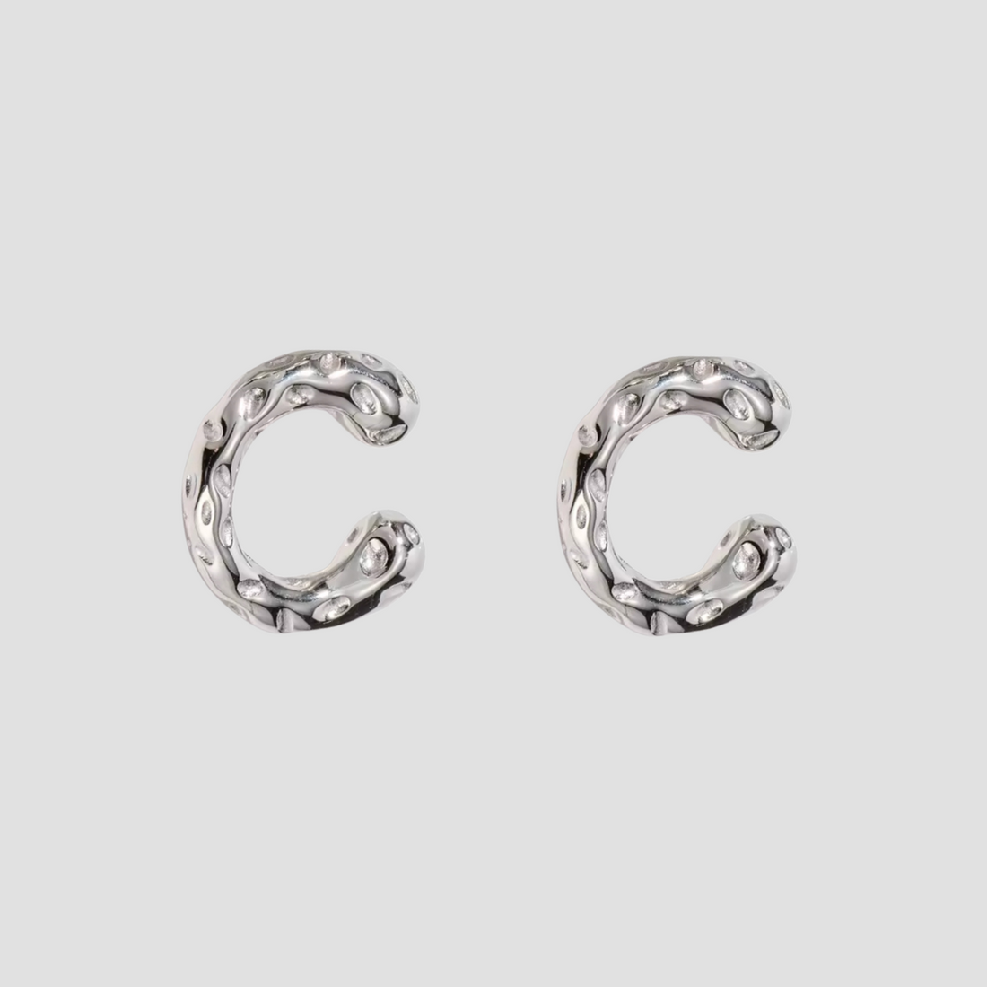 Rugged Stainless Steel Ear Cuff Set in silver finish by GRISÉ NYC, unisex no piercing design.