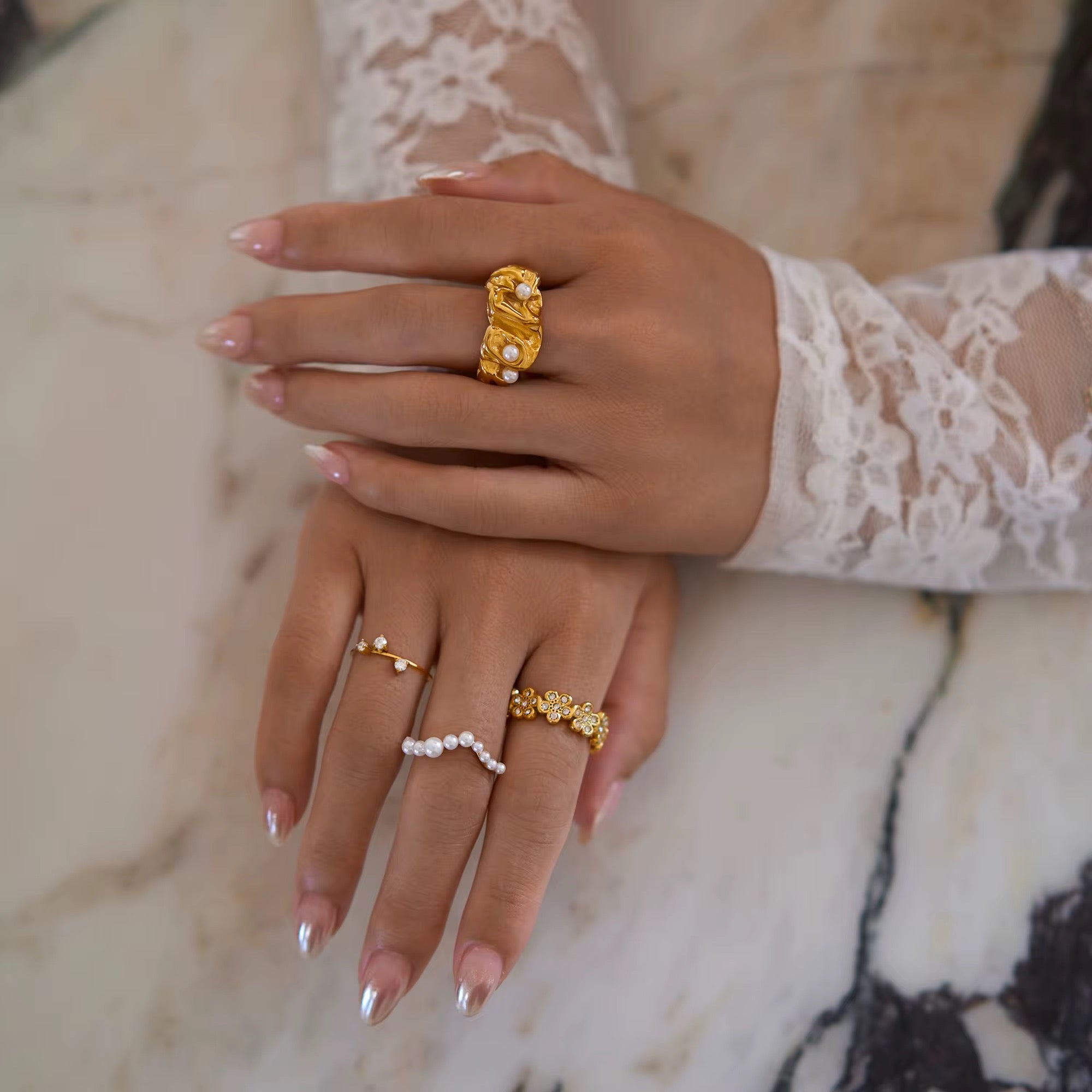 Rugged Pearl 18k Gold Ring - GRISÉ NYC 3