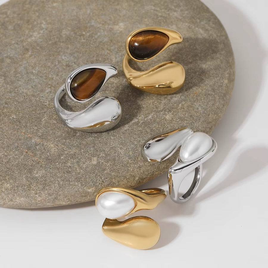 Pearl Eclipse Stainless Steel Ring