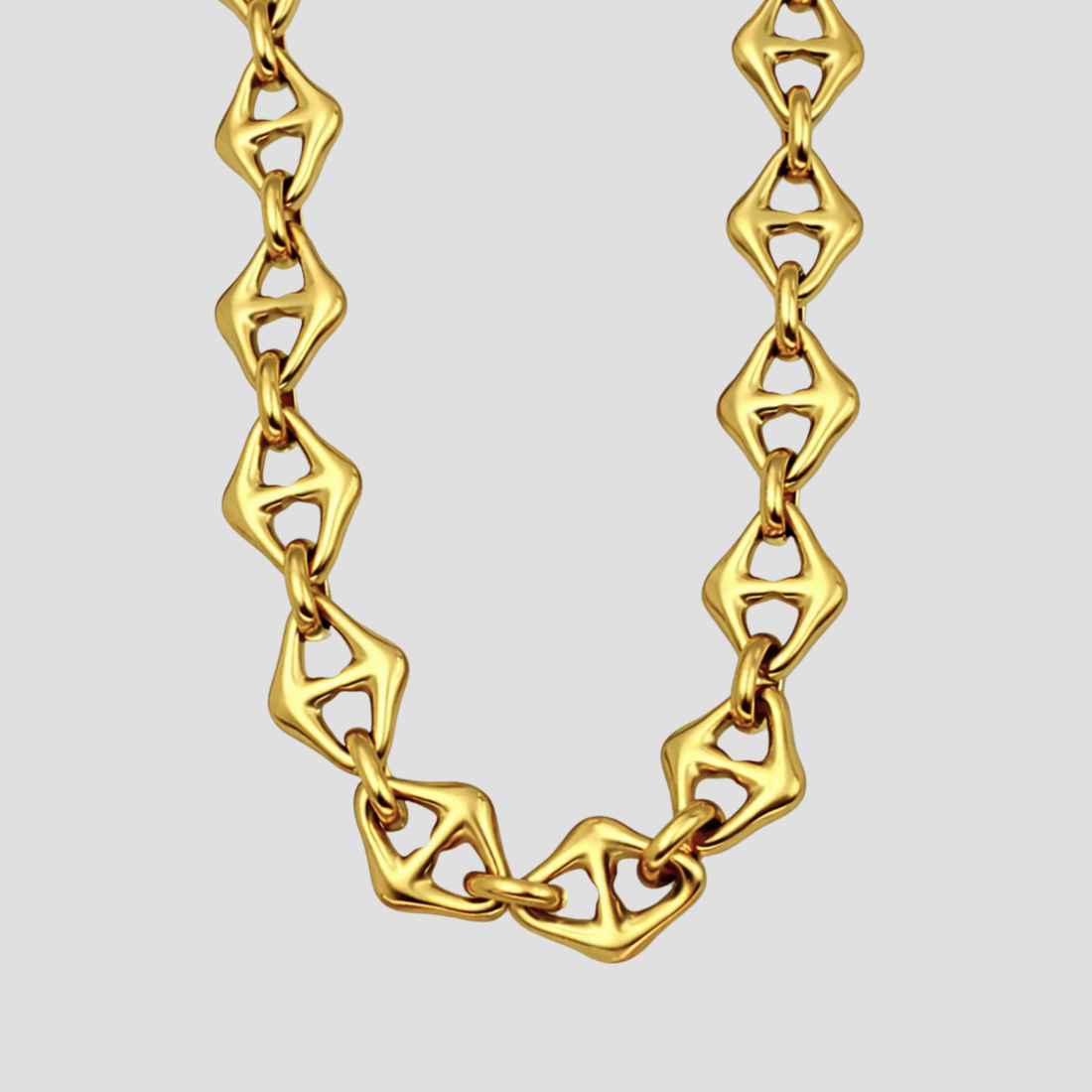Triangle mariner 18k gold plated stainless steel necklace with geometric links by GRISÉ NYC.