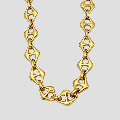 Triangle mariner 18k gold plated stainless steel necklace with geometric links by GRISÉ NYC.