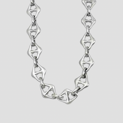 Triangle mariner stainless steel necklace with geometric links in silver by GRISÉ NYC.