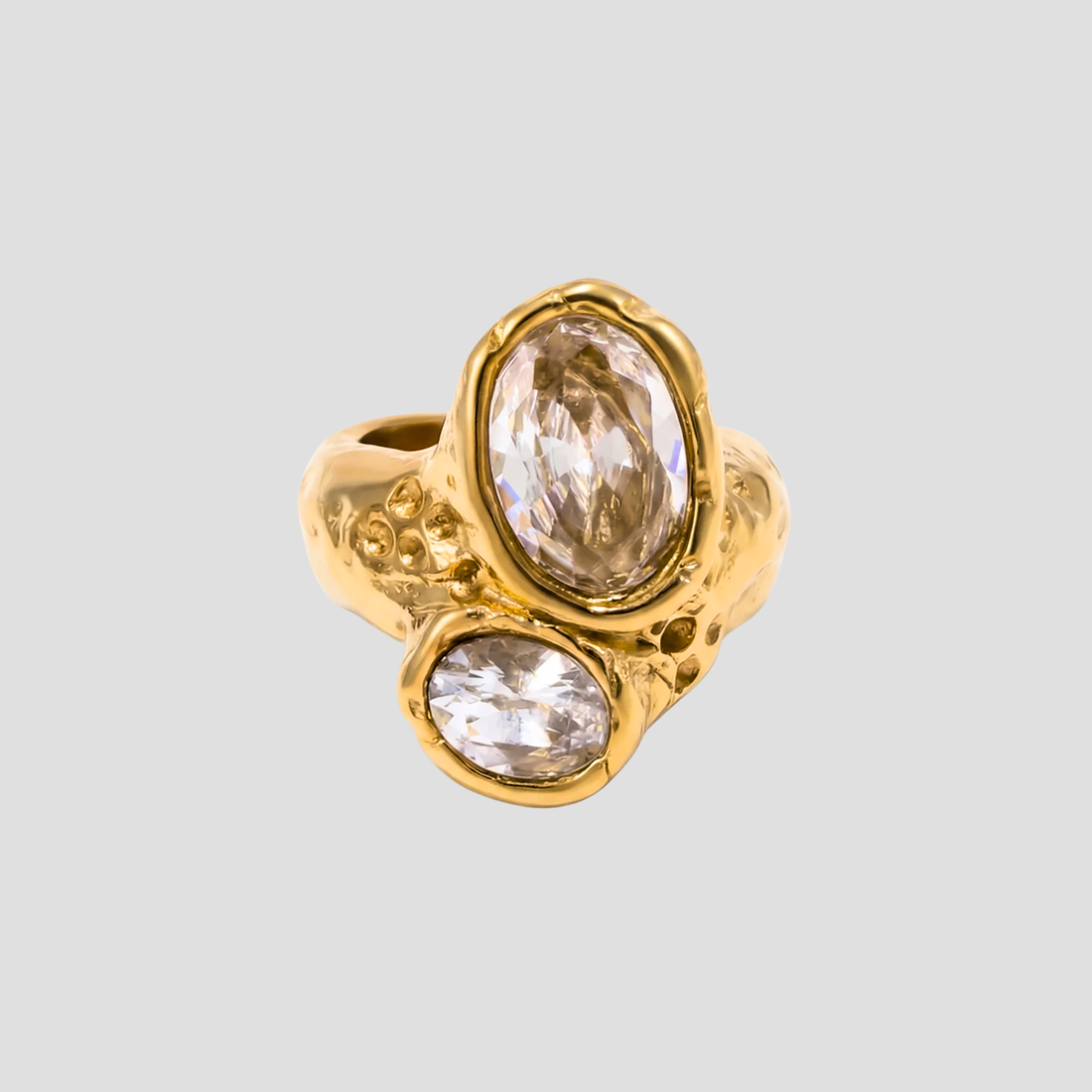 Twin Oval Cut Gold Aura Ring