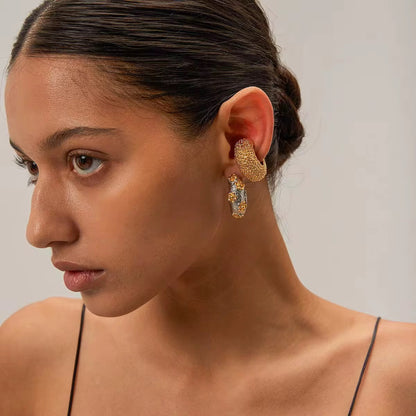 2-Tone Floral Midi Earrings - GRISÉ NYC 3