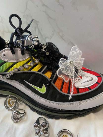 Luxury white bow sneaker accessories with crystal details GRISÉ NYC.